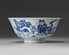 A Chinese blue and white 'ladies and boys' bowl