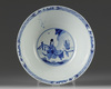 A Chinese blue and white 'ladies and boys' bowl