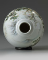 A Chinese famille rose 'landscape' garlic-head vase