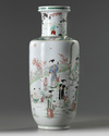 A Chinese famille verte rouleau vase