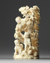 A Chinese carved ivory 'boys and pine' group