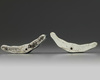 A pair of Chinese blue glazed 'mountain' brush rests