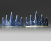 A pair of Chinese blue glazed 'mountain' brush rests