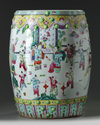 A large Chinese famille rose 'boys' garden seat
