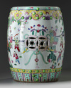 A large Chinese famille rose 'boys' garden seat