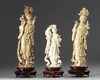 Three Chinese carved ivory figures of maidens