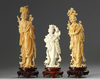 Three Chinese carved ivory figures of maidens
