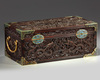 A Chinese zitan box with cloisonné enamel mounts