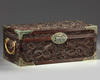 A Chinese zitan box with cloisonné enamel mounts