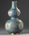 A Chinese cloisonné enamel 'Da Ji' double gourd vase