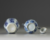 A Chinese blue and white moulded teapot and a hexagonal jar