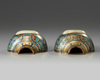 A pair of Chinese white-jade inset cloisonné enamel wall vases