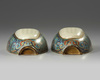 A pair of Chinese white-jade inset cloisonné enamel wall vases