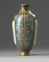 A pair of Chinese white-jade inset cloisonné enamel wall vases