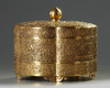 A large Chinese brass lobed three-tiered box and cover