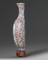 A Chinese pink-ground famille rose wall vase