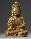 A LARGE CHINESE GILT BRONZE FIGURE OF GUANYIN, 19TH CENTURY