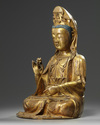 A LARGE CHINESE GILT BRONZE FIGURE OF GUANYIN, 19TH CENTURY