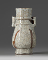 A Chinese crackle-glazed octagonal arrow vase