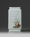 A Chinese famille rose ‘bamboo and orchid’ rectangular-section vase