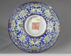 A Chinese blue-ground famille rose 'lotus' bowl
