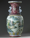A Chinese famille rose 'hundred deer' vase