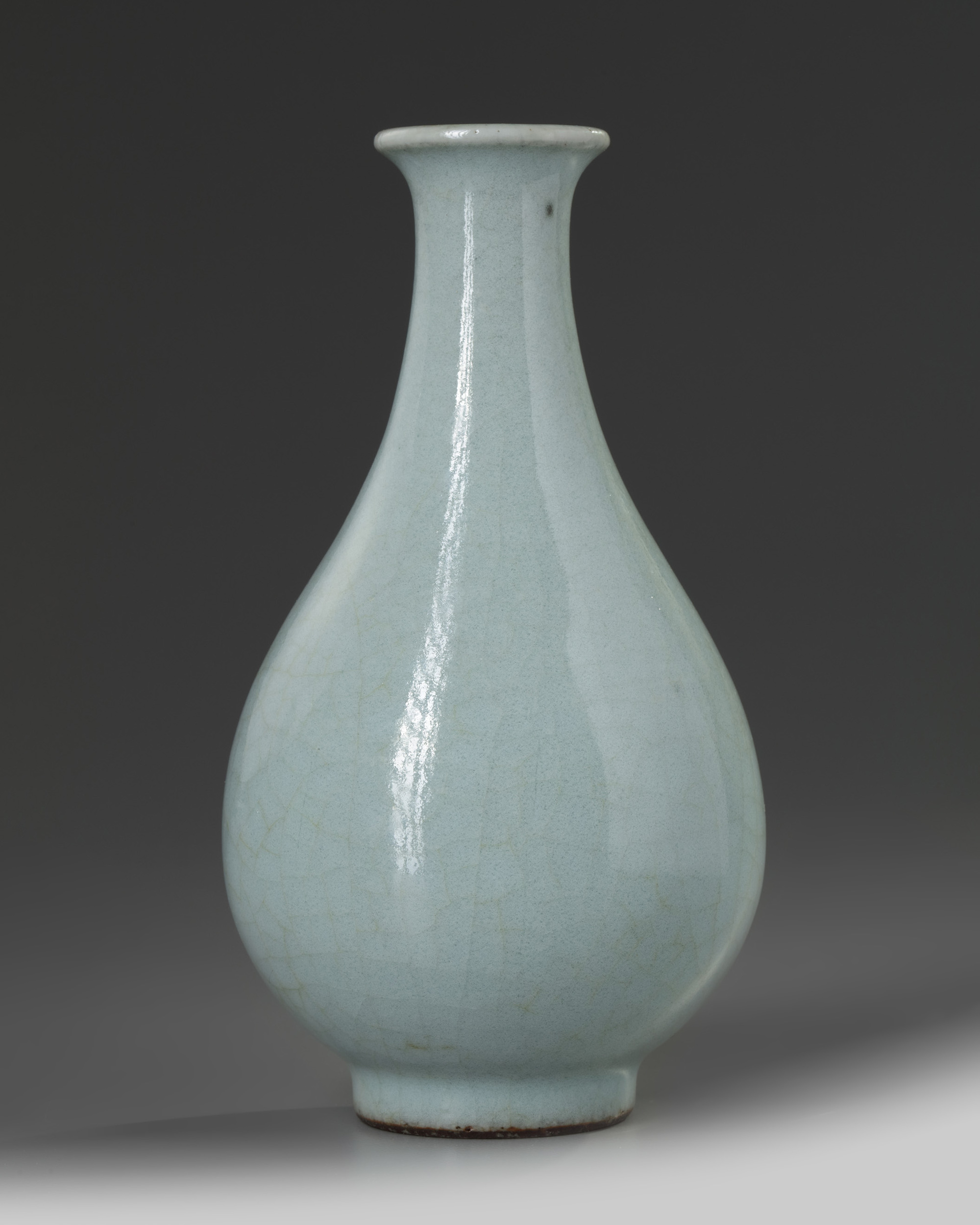 A SMALL CHINESE PALE CELADON CRACKLE-GLAZED PEAR-SHAPED VASE ...