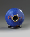 A Chinese blue-ground sgraffiato iron-red-decorated arrow vase