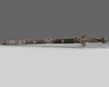 A Chinese sword with a filigree and hardstone-inlaid sheath