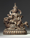 A Chinese gilt-lacquered bronze figure of Avalokitesvara