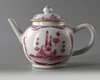 A Chinese puce-enamelled 'European subject' teapot and cover