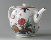 A Chinese famille rose 'pseudo-tobacco leaf' teapot