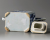 A Chinese blue and white rectangular-section teapot and cover