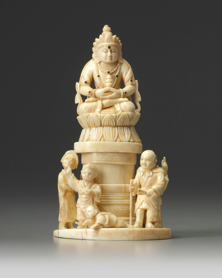 A JAPANESE OKIMONO OF A MEDITATING BUDDHA, 19TH CENTURY