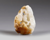 A CHINESE WHITE AND RUSSET JADE 'BAT AND LINGZHI' CARVING, 18TH-19TH CENTURY