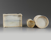 Two Chinese Cantonese-carved brush pots and a box
