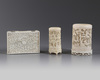 Two Chinese Cantonese-carved brush pots and a box