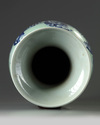 A Chinese celadon-ground blue and white vase