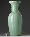 A Chinese celadon-ground blue and white vase