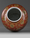 A Chinese Ming-style red and yellow-enamelled 'scrolling lotus' jar