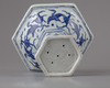 A blue and white stembowl