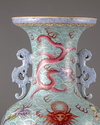 A blue-ground famille rose 'dragons' vase