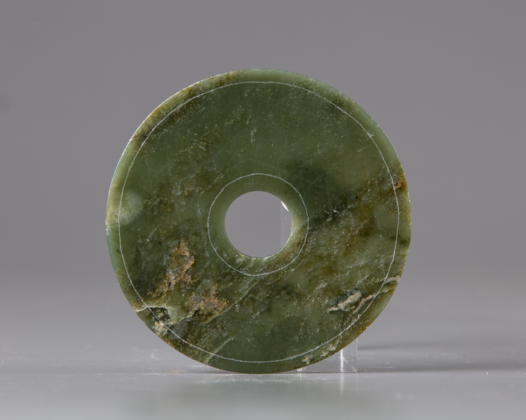 A spinach green jade Bi disc 