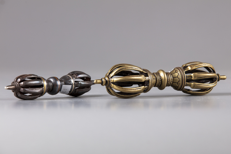 Two Sino-Tibetan iron and bronze vajra