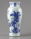 A Chinese blue and white 'Zhong Kui' slender vase