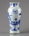 A Chinese blue and white 'Zhong Kui' slender vase