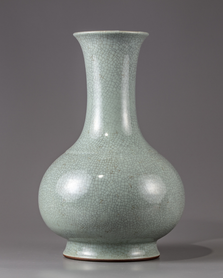 A crackle glazed bottle vase