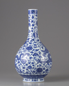 A Chinese blue and white 'dragon' bottle-vase