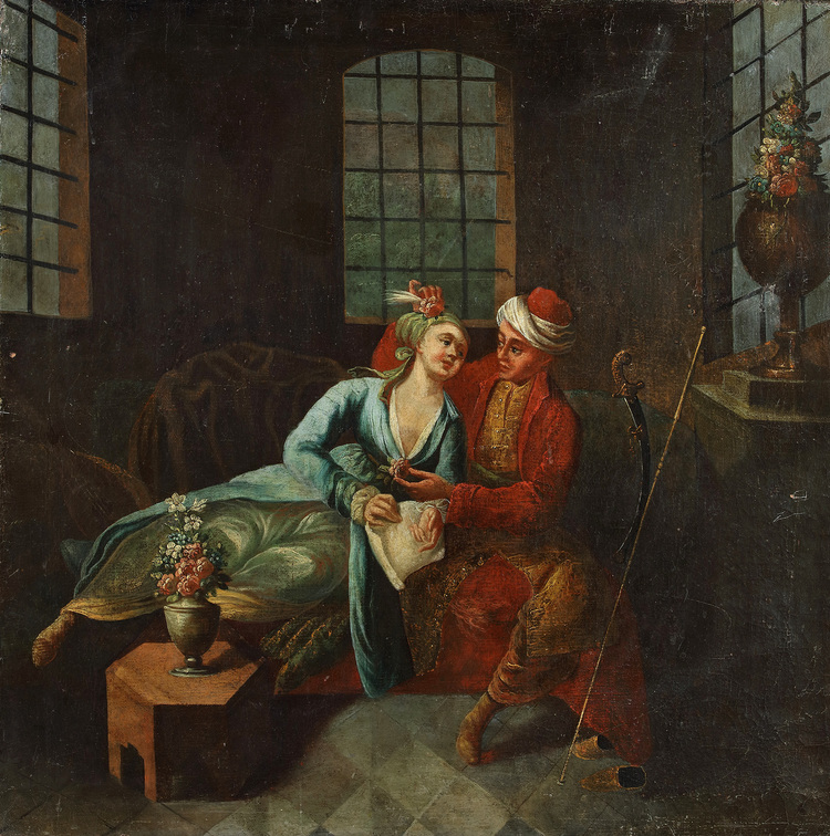 A painting depicting The Flirtation