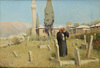 At prayer on the graveyard before the mosque